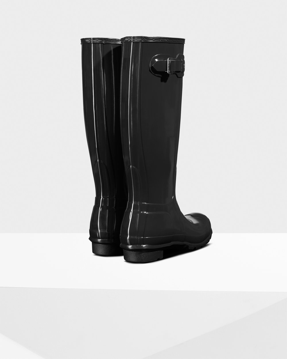 Womens Hunter Original Gloss - Tall Rain Boots Black - 2537-ESOZA